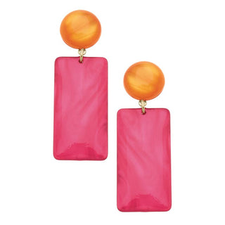 Sophie Marbled Fuchsia Resin Earrings