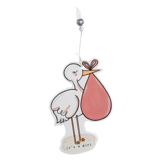 It's A Girl Stork Flat Ornament