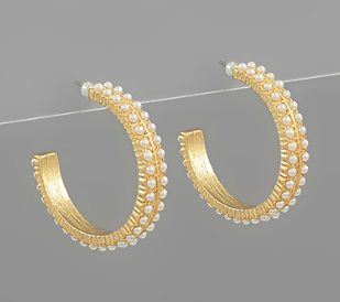 Studded Pearl Hoop