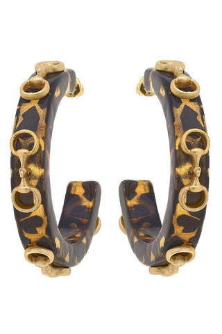 Sutton Horsebit Tortoise Resin Hoop Earrings