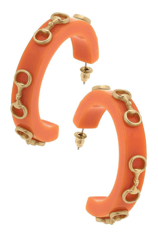 Sutton Horsebit Orange Resin Hoop Earrings