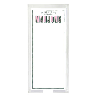 Notepad with 'Things to do before Mahjong' text on a white background