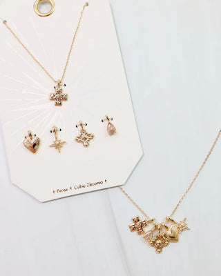 Cross My Heart Charm Necklace Set Gold