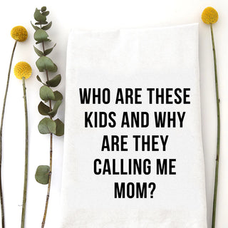 Text on a white towel with floral decorations on a white background