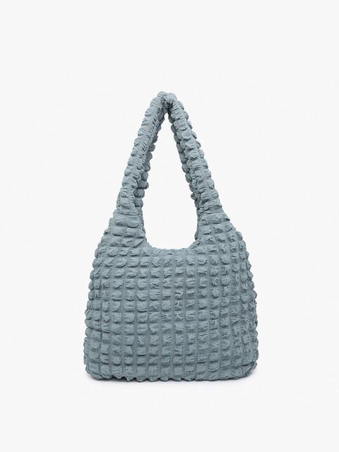 Teal Georgia Quilted Hobo Bag