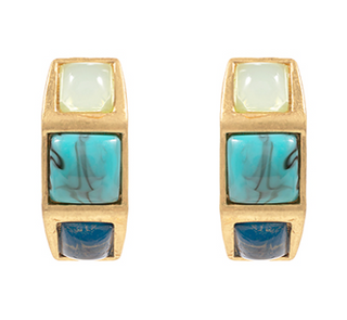 Turquoise Square Stone Hoop