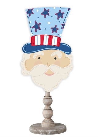 Decorative figure of a face with a patriotic hat on a white background