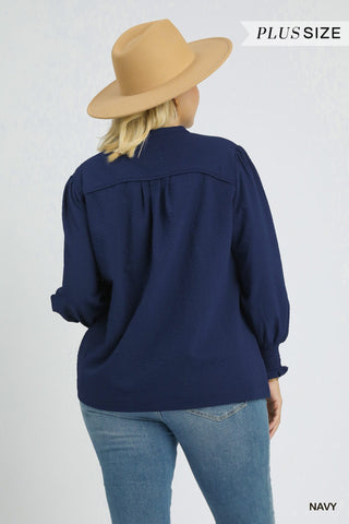 Simply Smocked Cuff Top- Curvy