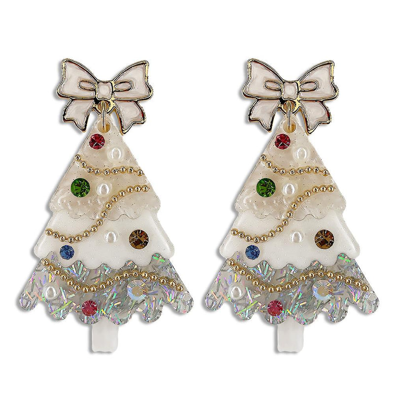 White Christmas Tree Earring