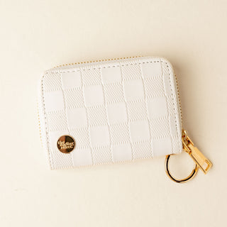 White Check Zip Around Wallet