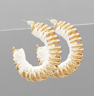 White Coil Gold Hoop