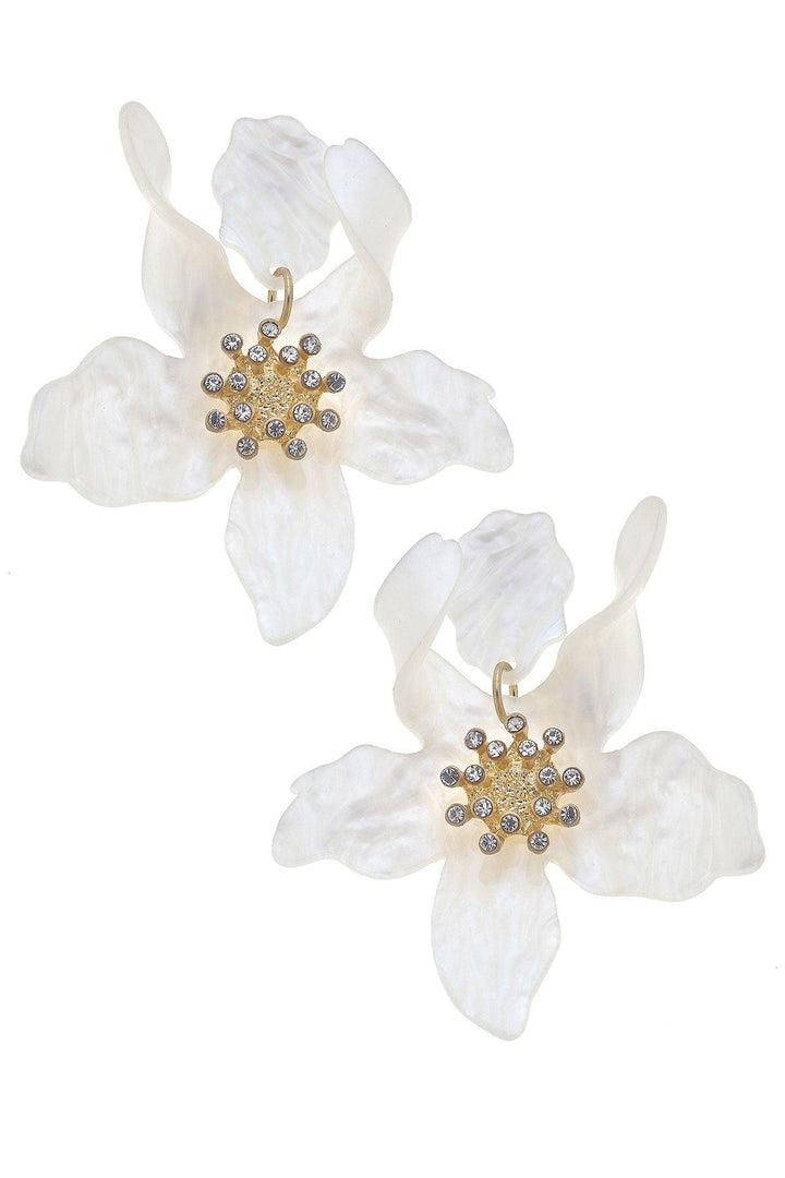 White Resin Flower Earring