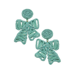 Willow Rattan Mint Bow Earrings
