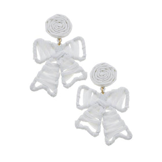 Willow White Rattan Bow Earring