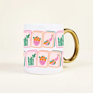 Mug with colorful illustrations on a white background
