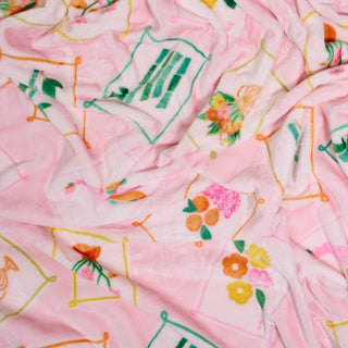 Floral patterned fabric with pink background