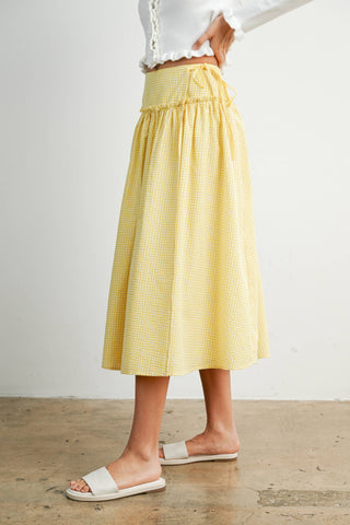 Checkered Ruffled High-Waist Skirt