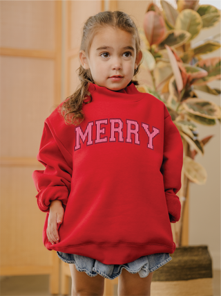 Children's Holiday Merry Mock Neck
