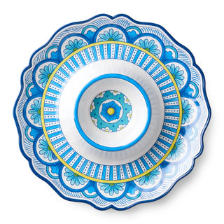Decorative plate with blue floral patterns on a white background