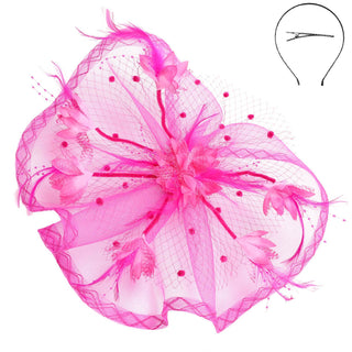 Floral Feathered Sinamay Mesh Fascinator