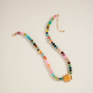 Mixed Marbled  17" Ombre Beaded Pendant Necklace