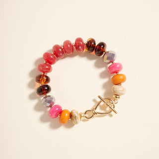 Marbled Ombre Resin Oval Beaded Stretch Bracelet