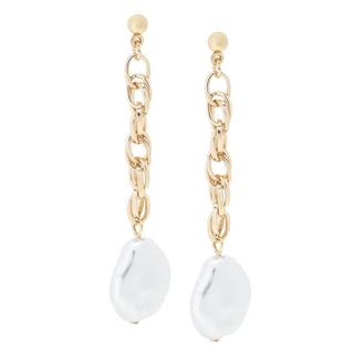 Violetta Baroque Pearl Chain Earrings