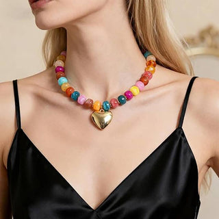 Dopamine-Colored Resin Bead Necklace