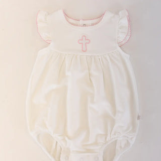 Baby romper with pink cross