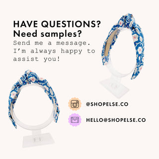 Blue Floral Knotted Headbands, Blue Womens Knot Headbands