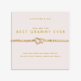 Gold bracelet on a card with 'You are the best Grammy ever' text, brand 'A Littles & Co.' visible