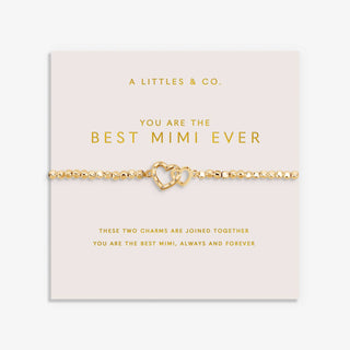 Gold bracelet on a card with 'You are the best MIMI ever' text, brand 'A Littles & Co.' visible