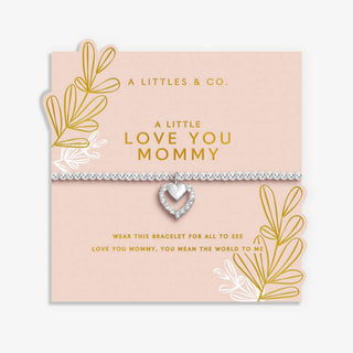 Bracelet with heart charm on a 'A Little Love You Mommy' card by A Littles & Co.