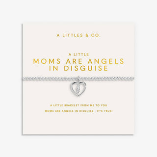 Silver bracelet with heart-shaped pendant on a white card with text, featuring 'A Littles & Co.' brand.