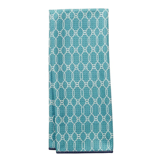 Navy Mable Tan Mahjong Reversible Towel