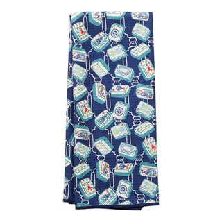 Navy Mable Tan Mahjong Reversible Towel