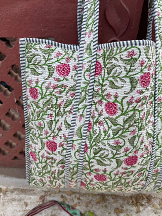 Green Floral Tote