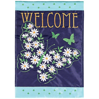 Welcome Floral Butterfly Garden Flag