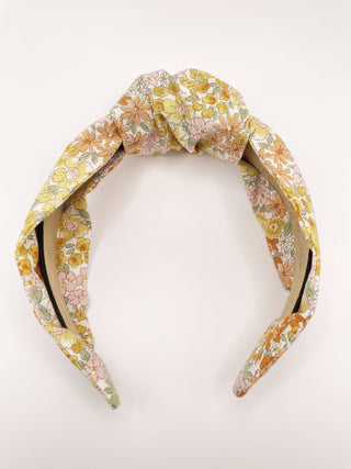 Handmade Knotted Headbands With Yellow Flowers For Women