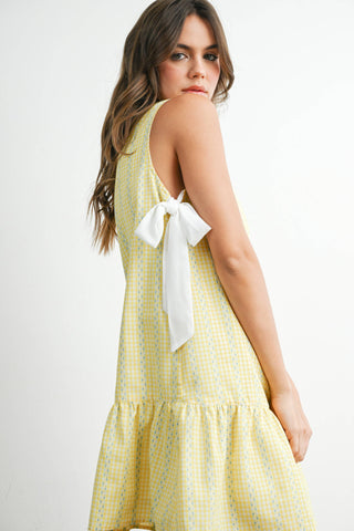 Side-Tie Gingham Dress