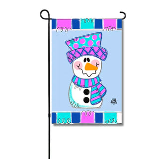 Pink Snowman Garden Flag