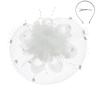 Organza Flower w/ Dotted Veil Fascinator