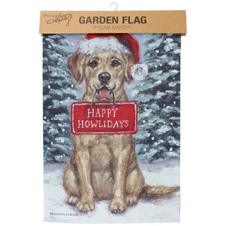 Yellow Lab Happy Howlidays Garden Flag