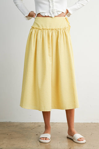 Checkered Ruffled High-Waist Skirt