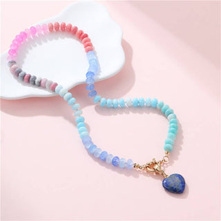 Natural Stone Semi-Precious Glass Heart Necklace