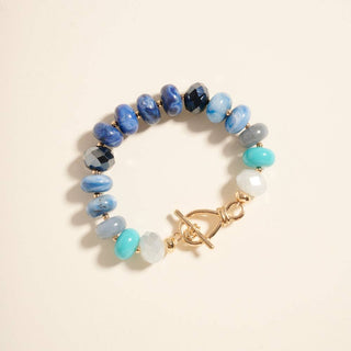 Marbled Ombre Resin Oval Beaded Stretch Bracelet