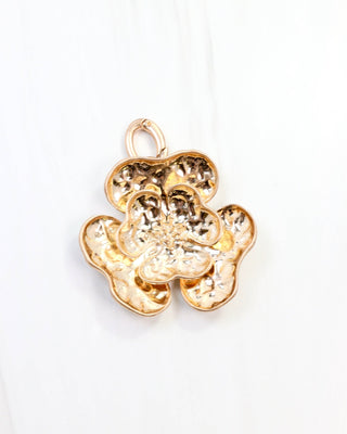 Large Hammered Flower Charm GOLD