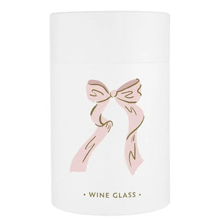 White wine glass box with pink bow design and 'Wine Glass' text on a white background