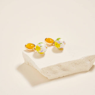 Ceramic Pattern Printed Bead Drop Earrings