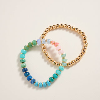 Mixed Marble Ombre Beaded Stretch Bracelet Set